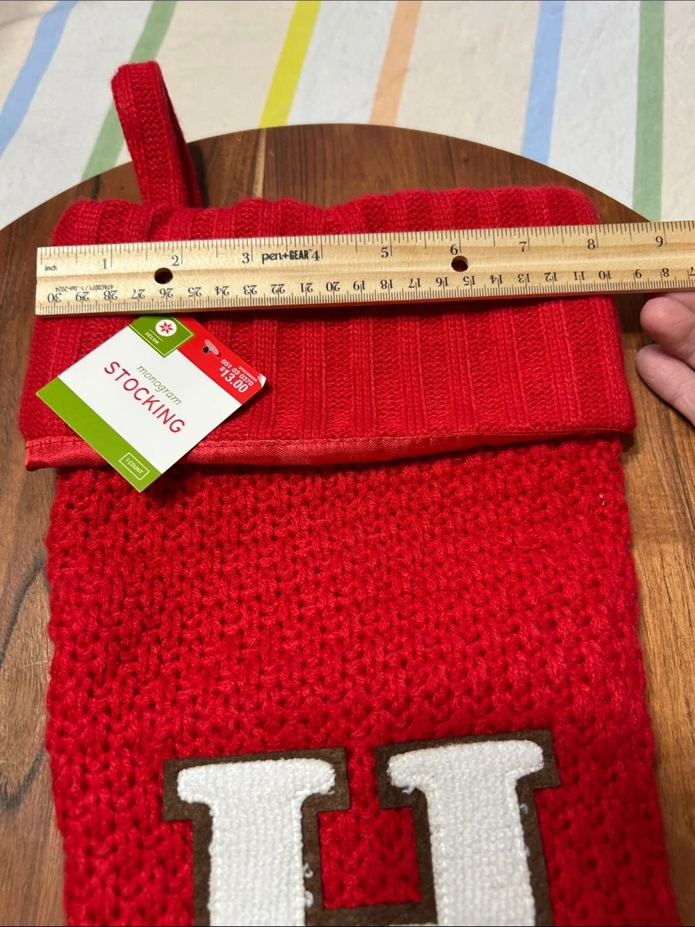 Red Thick Knitted Lined Holiday Christmas Stocking with Monogrammed Letter H NWT